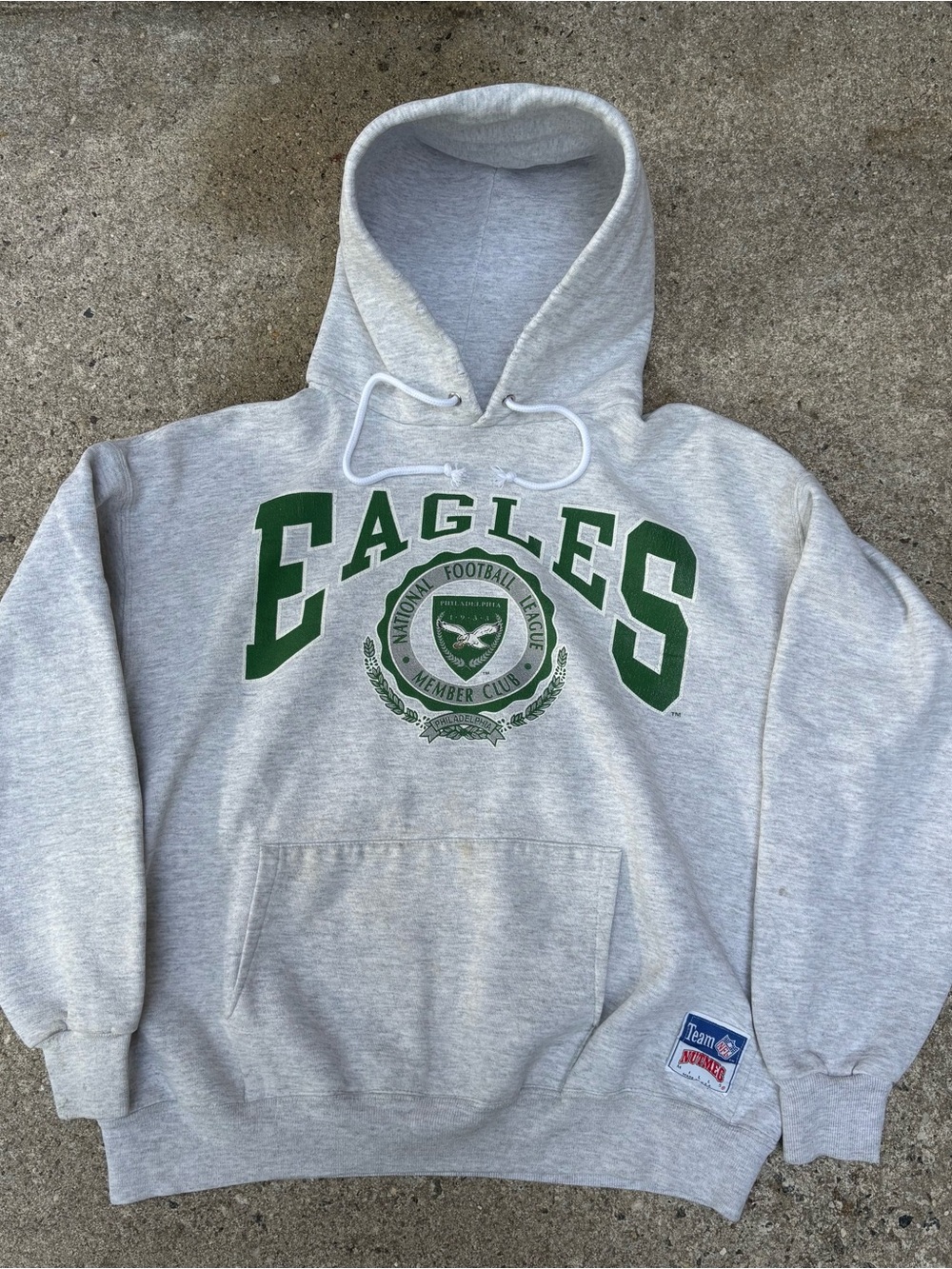 Vintage Philadelphia Eagles Member Club Gray Hoodie Sweatshirt Nutmeg M